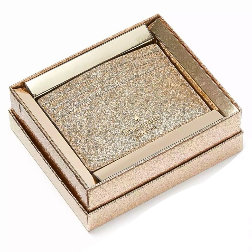 NWT Kate Spade Gold Glittery Card Holder